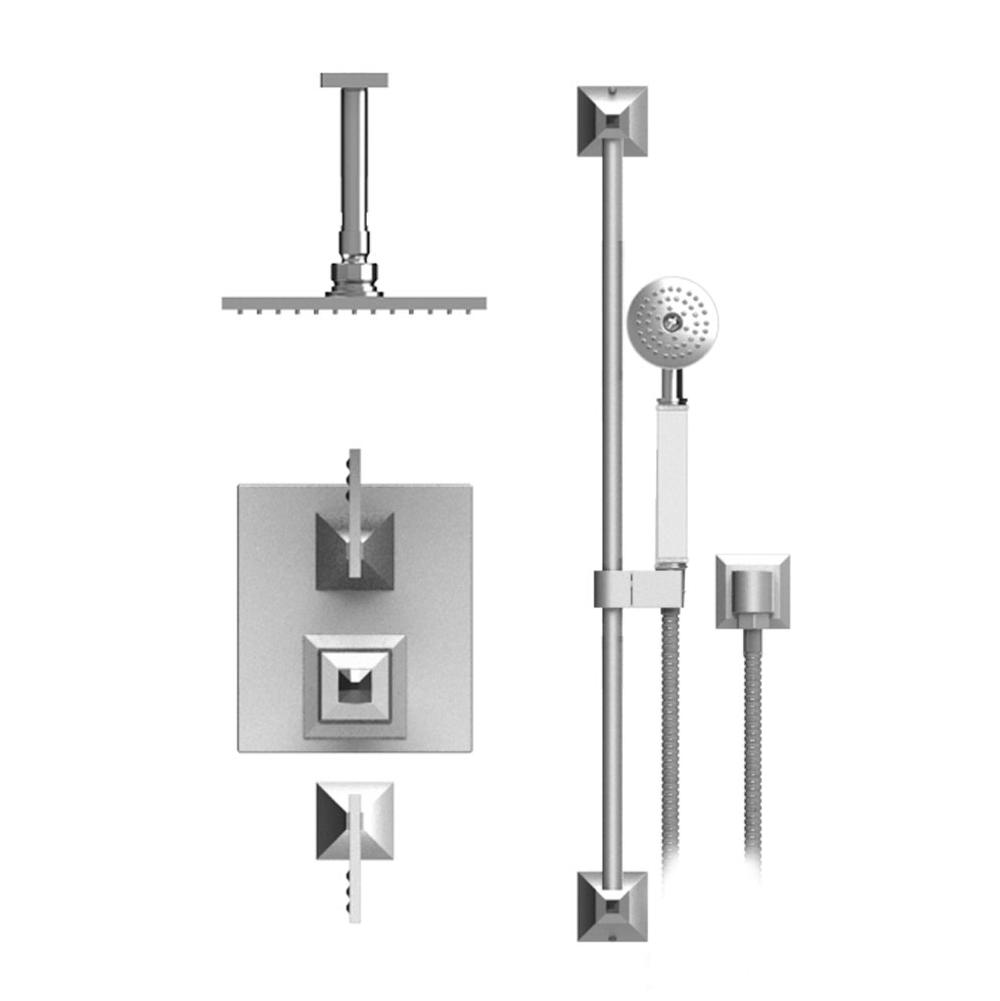 Rubinet T42ICL Temperature Control Shower With Two Seperate Volume Controls, Shower Head, Bar, Integral Supply Hand Held Shower, 8 Ceiling Mountunt Trim Only - Parent