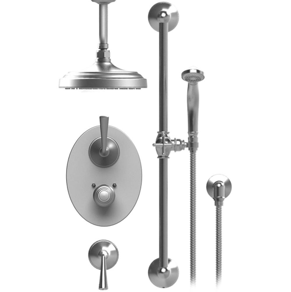 Rubinet T42JSL Temperature Control Shower With Two Seperate Volume Controls, Fixed Shower Head, Bar, Integral Supply Hand Held Shower, 8 Ceiling Mountunt Trim Only