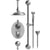 Rubinet T42JSL Temperature Control Shower With Two Seperate Volume Controls, Fixed Shower Head, Bar, Integral Supply Hand Held Shower, 8 Ceiling Mountunt Trim Only