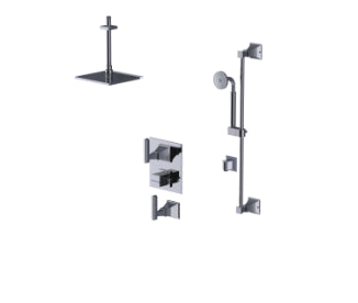 Rubinet T42MQL Temperature Control Shower With Two Seperate Volume Controls, Fixed Shower Head, Bar, Integral Supply Hand Held Shower 8 Ceiling Mountunt Trim Only - Parent