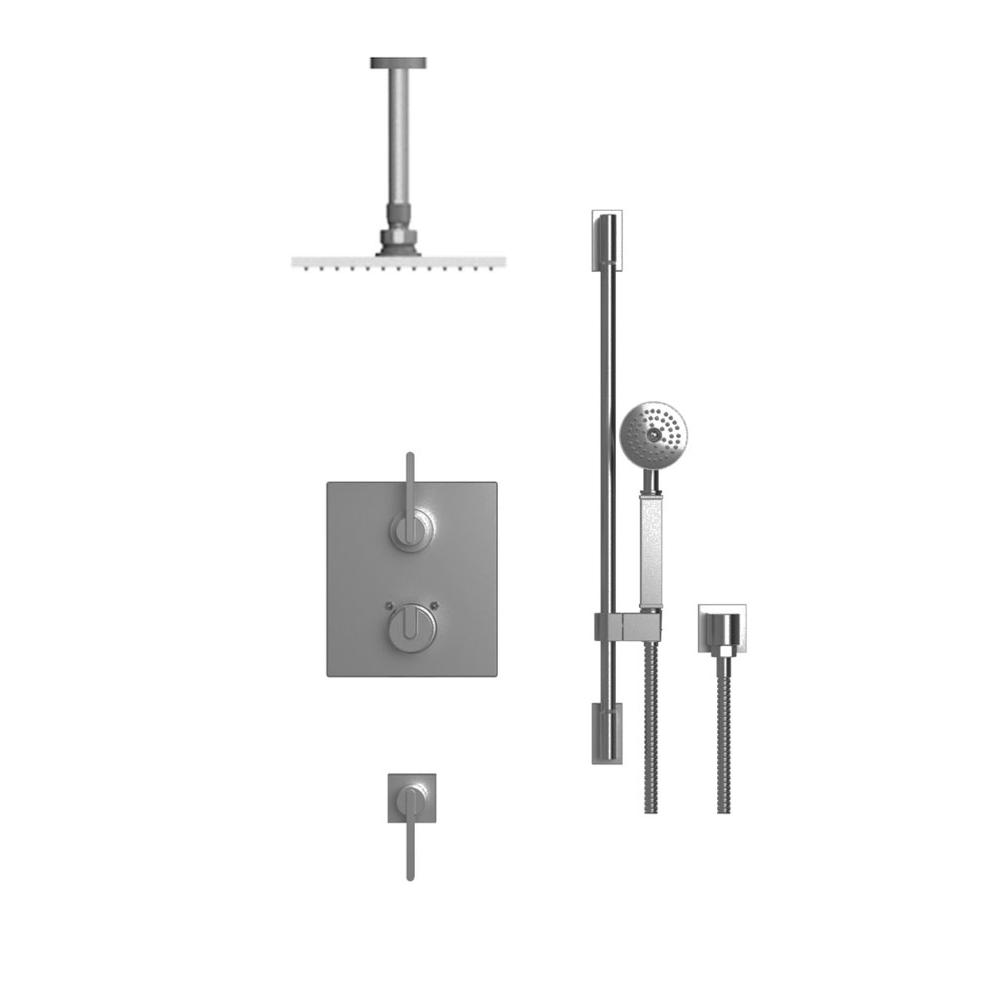 Rubinet T42RTL Temperature Control Shower With Two Seperate Volume Controls, Fixed Shower Head, Bar, Integral Supply, Hand Held Shower, 8 Ceiling Mountunt Trim Only