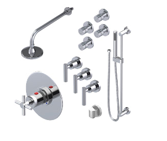 Rubinet T45GNL Temperature Control Shower With Three Seperate Volume Controls, Lasalle Shower Head, Bar, Integral Supply Hand Held Shower Four Body Spray 5 Way - Parent