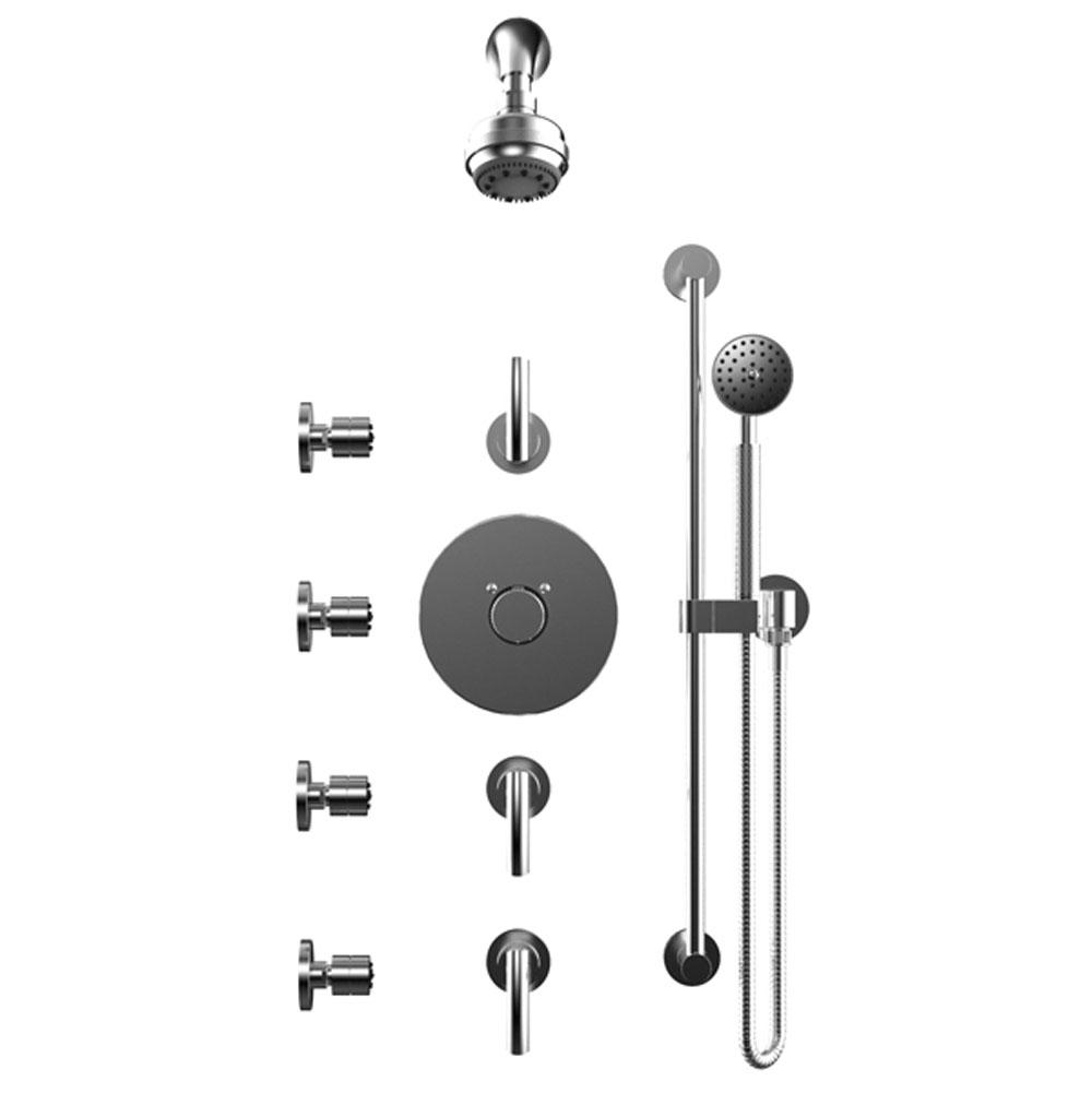Rubinet T45HOL Temperature Control Shower With Three Seperate Volume Controls, Lasalle Shower Head, Bar, Integral Supply Hand Held Shower Four Body Spray, 3 Function