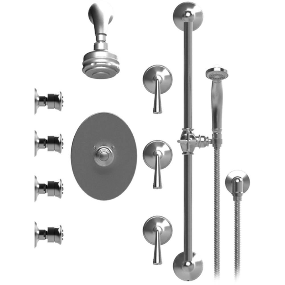 Rubinet T45JSL Temperature Control Shower With Three Seperate Volume Controls, Lasalle Shower Head, Bar, Integral Supply Hand Held Shower Four Body Spray, 3 Function