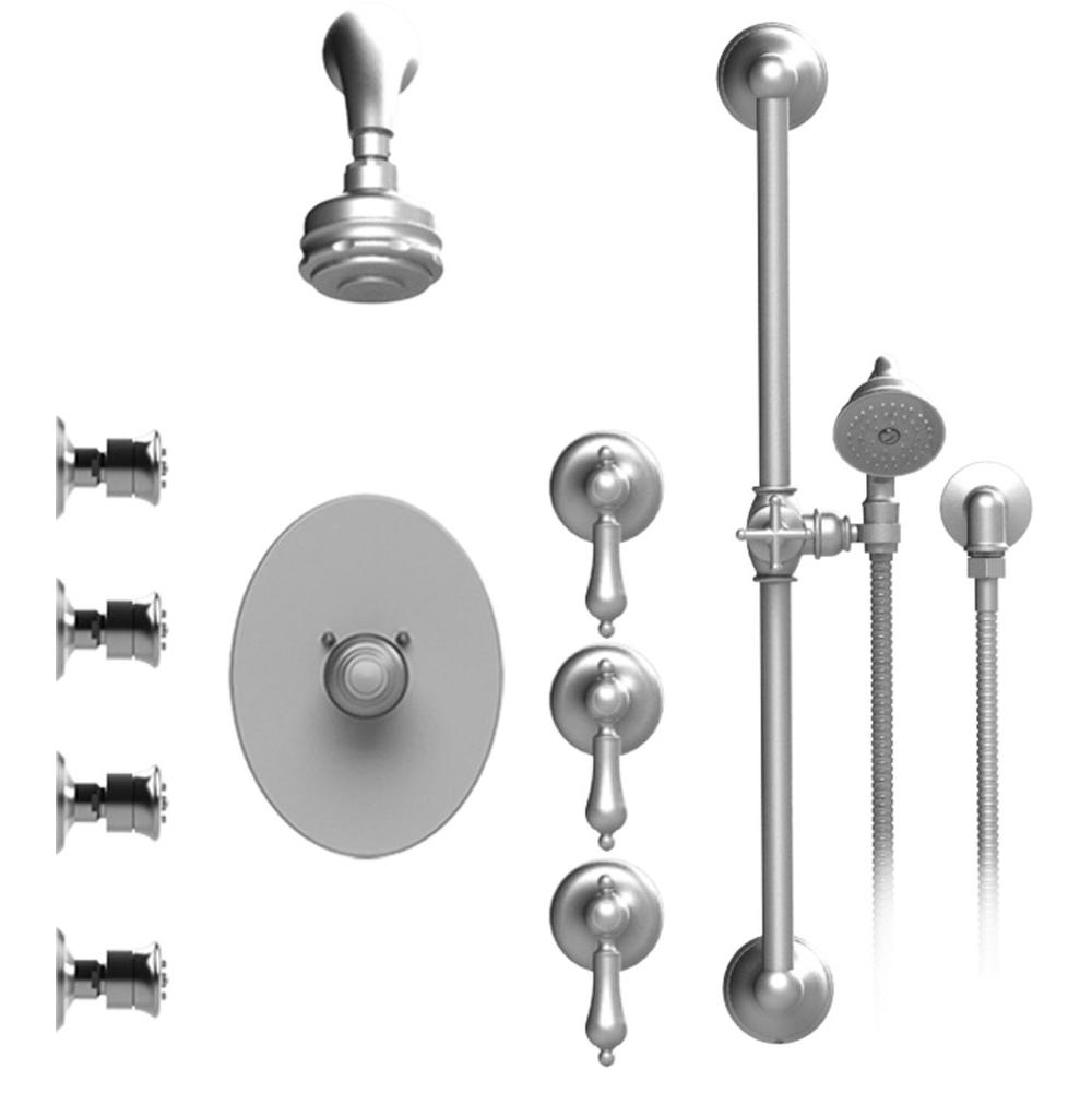 Rubinet T45RML Temperature Control Shower With Three Seperate Volume Controls, Fixed Shower Head, Bar, Integral Supply, Hand Held Shower Four Body Spray, 5 Wall - Parent