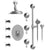 Rubinet T46FML Temperature Control Shower With Three Seperate Volume Controls, Fixed Shower Head, Bar, Integral Supply Hand Held Shower Four Body Spray 8 Wall Mount