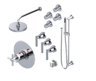Rubinet T46GNC Temperature Control Shower With Three Seperate Volume Controls, Lasalle Shower Head, Bar, Integral Supply Hand Held Shower Four Body Spray 8 Wall Mount - Parent