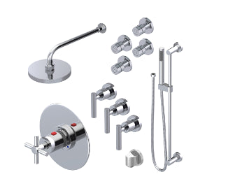 Rubinet T46GNL Temperature Control Shower With Three Seperate Volume Controls, Lasalle Shower Head, Bar, Integral Supply Hand Held Shower Four Body Spray 8 Wall Mount - Parent