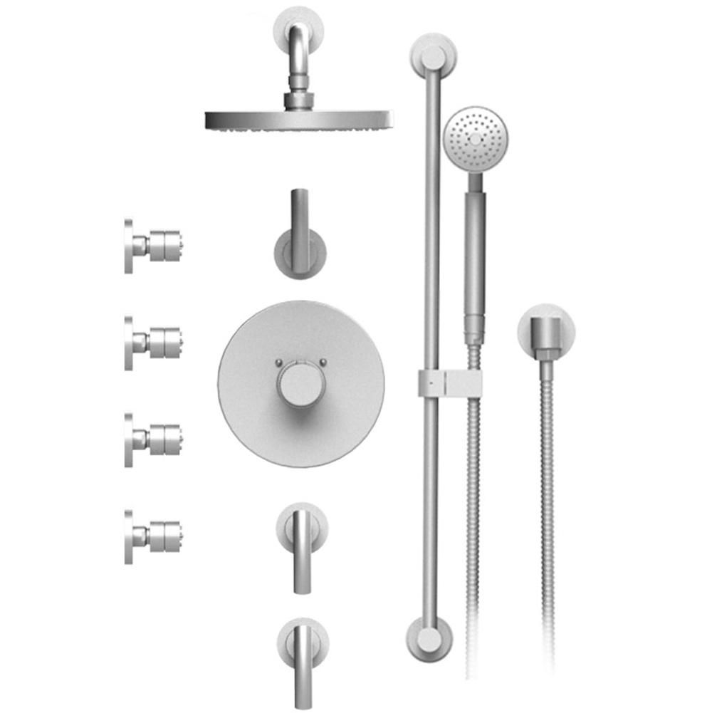 Rubinet T46HOL Temperature Control Shower With Three Seperate Volume Controls, Lasalle Shower Head, Bar, Integral Supply Hand Held Shower Four Body Spray, 8 Wall Mount