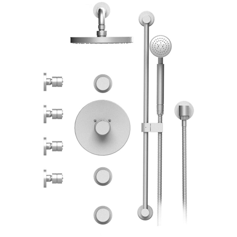 Rubinet T46HOR Temperature Control Shower With Three Seperate Volume Controls, Lasalle Shower Head, Bar, Integral Supply Hand Held Shower Four Body Spray, 8 Wall Mount