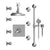 Rubinet T46HXC Temperature Control Shower With Three Seperate Volume Controls, Shower Head, Bar, Integral Supply, Hand Held Shower Four Body Spray, 8 Wall Mount Mount