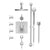 Rubinet T46LAL Temperature Control Shower With Three Seperate Volume Controls, Fixed Shower Head, Bar, Integral Supply, Hand Held Shower Four Body Spray, 8 Wall Mount