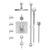 Rubinet T46LAL Temperature Control Shower With Three Seperate Volume Controls, Fixed Shower Head, Bar, Integral Supply, Hand Held Shower Four Body Spray, 8 Wall Mount