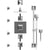 Rubinet T46MQL Temperature Control Shower With Three Seperate Volume Controls, Fixed Shower Head, Bar, Integral Supply, Hand Held Shower Four Body Spray 8 Wall Mount