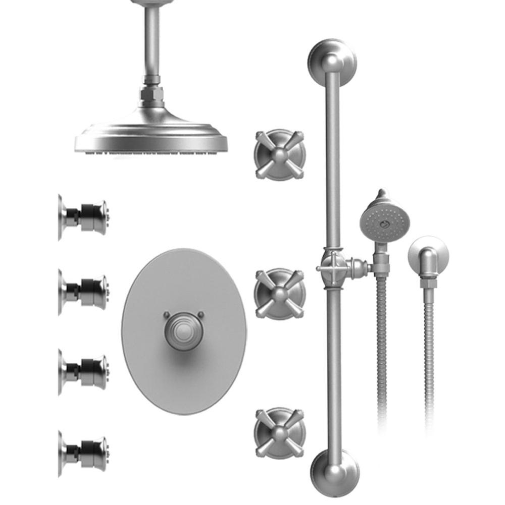Rubinet T47FMC Temperature Control Shower With Three Seperate Volume Controls, Fixed Shower Head, Bar, Integral Supply, Hand Held Shower Four Body Spray 8 Ceiling Mount - Parent