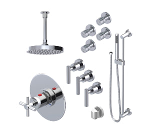 Rubinet T47GNC Temperature Control Shower With Three Seperate Volume Controls, Lasalle Shower Head, Bar, Integral Supply Hand Held Shower Four Body Spray 8 Ceiling Mount - Parent