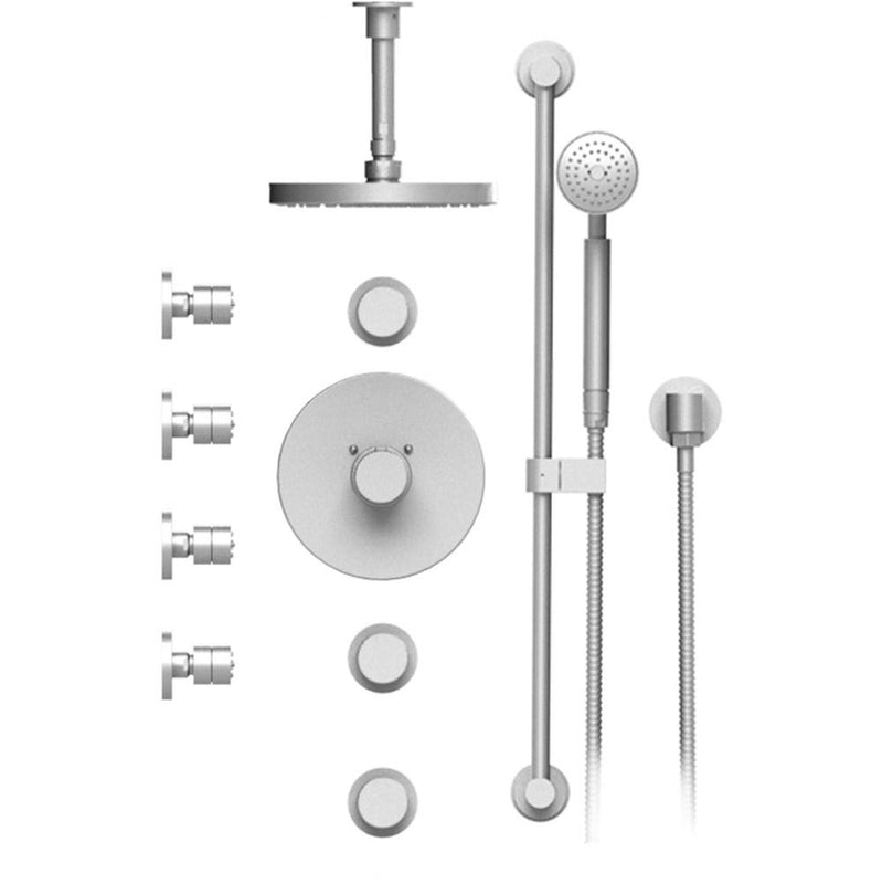 Rubinet T47HOR Temperature Control Shower With Three Seperate Volume Controls, Lasalle Shower Head, Bar, Integral Supply Hand Held Shower Four Body Spray, 8 Ceiling Mount