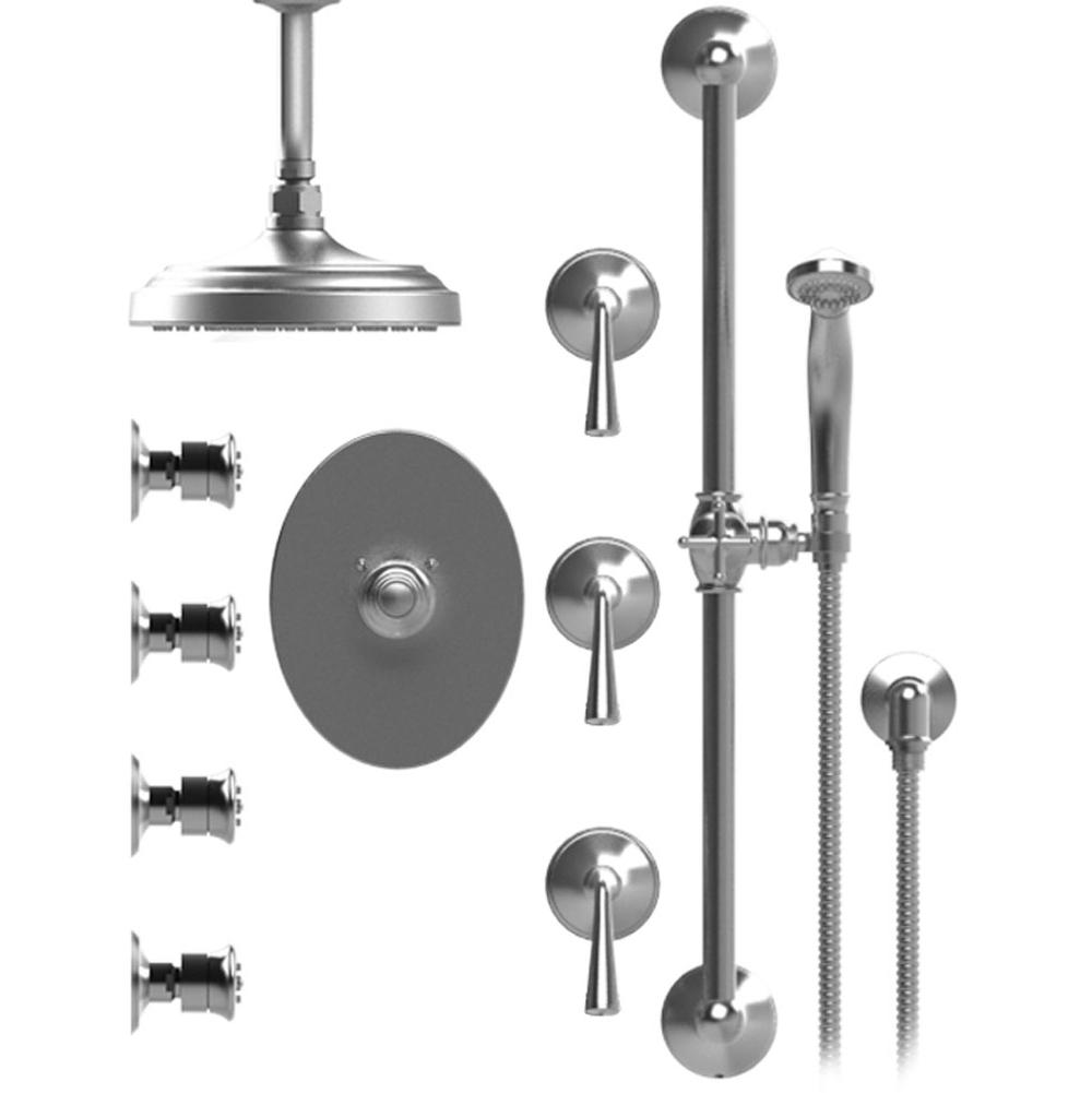 Rubinet T47JSL Temperature Control Shower With Three Seperate Volume Controls, Fixed Shower Head, Bar, Integral Supply, Hand Held Shower Four Body Spray 8 Ceiling Mount - Parent