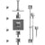Rubinet T47MQL Temperature Control Shower With Three Seperate Volume Controls, Fixed Shower Head, Bar, Integral Supply, Hand Held Shower Four Body Spray 8 Ceiling Mount