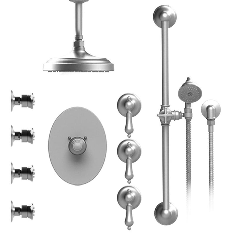 Rubinet T47RML Temperature Control Shower With Three Seperate Volume Controls, Fixed Shower Head, Bar, Integral Supply, Hand Held Shower Four Body Spray 8 Ceiling Mount - Parent