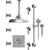 Rubinet T48HXL Temperature Control Shower With Three Seperate Volume Controls, Shower Head, Bar, Integral Supply, Hand Held Shower Four Body Spray, 12 Ceiling Mount - Parent