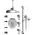 Rubinet T48RVL Temperature Control Shower With Three Seperate Volume Controls, Fixed Shower Head, Bar, Integral Supply, Hand Held Shower Four Body Spray, 12 Ceiling Mount