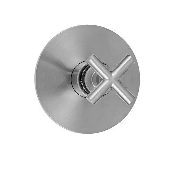 Jaclo T562-TRIM Round Plate With Contempo Hub Base Cross Handle Trim For Thermostatic Valves