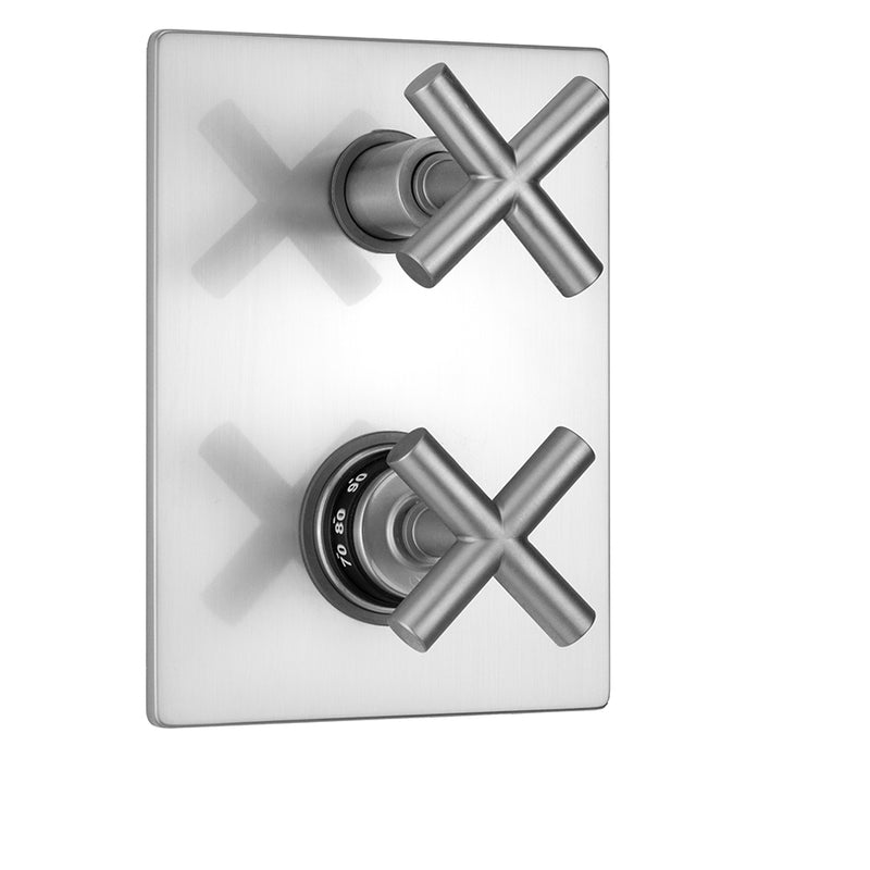 Jaclo T7361-TRIM Rectangle Plate With Contempo Slim Cross Thermostatic Valve With Contempo Slim Cross Built-In 2-Way Or 3-Way Diverter/Volume Controls - Parent