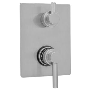 Jaclo T7533-TRIM Rectangle Plate With Contempo Low Lever Thermostatic Valve With Contempo Short Peg Built-In 2-Way Or 3-Way Diverter/Volume Controls
