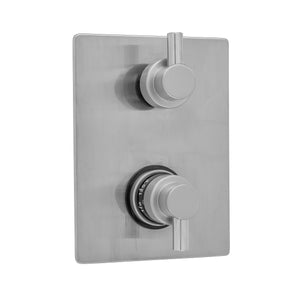 Jaclo T7534-TRIM Rectangle Plate With Contempo Short Peg Thermostatic Valve With Contempo Short Peg Built-In 2-Way Or 3-Way Diverter/Volume Controls
