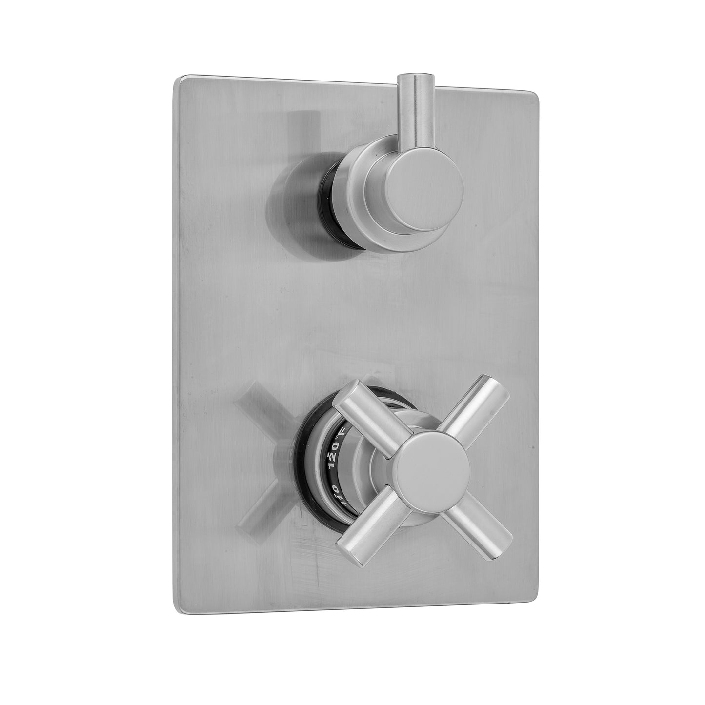 Jaclo T7535-TRIM Rectangle Plate With Contempo Cross Thermostatic Valve With Contempo Short Peg Built-In 2-Way Or 3-Way Diverter/Volume Controls - Parent