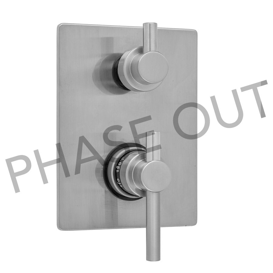 Jaclo T7536-TRIM Rectangle Plate With Contempo Peg Lever Thermostatic Valve With Contempo Short Peg Built-In 2-Way Or 3-Way Diverter/Volume Controls - Parent