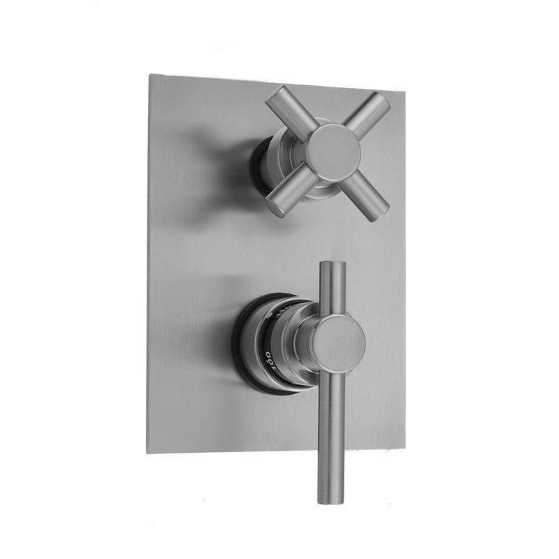 Jaclo T7538-TRIM Rectangle Plate With Contempo Peg Thermostatic Valve With Contempo Cross Built-In 2-Way Or 3-Way Diverter/Volume Controls - Parent