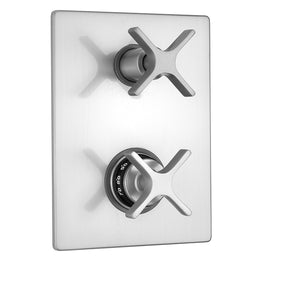 Jaclo T7560-TRIM Rectangle Plate With Lila Cross Thermostatic Valve With Lila Cross Built-In 2-Way Or 3-Way Diverter/Volume Controls