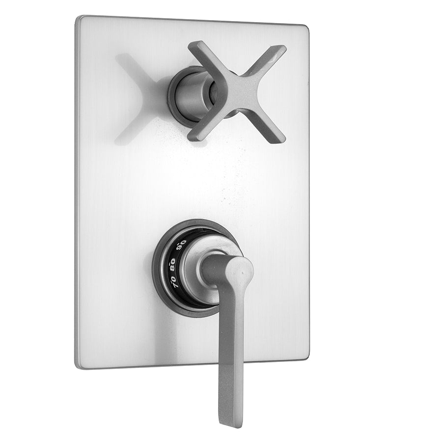 Jaclo T7561-TRIM Rectangle Plate With Lila Lever Thermostatic Valve With Lila Cross Built-In 2-Way Or 3-Way Diverter/Volume Controls