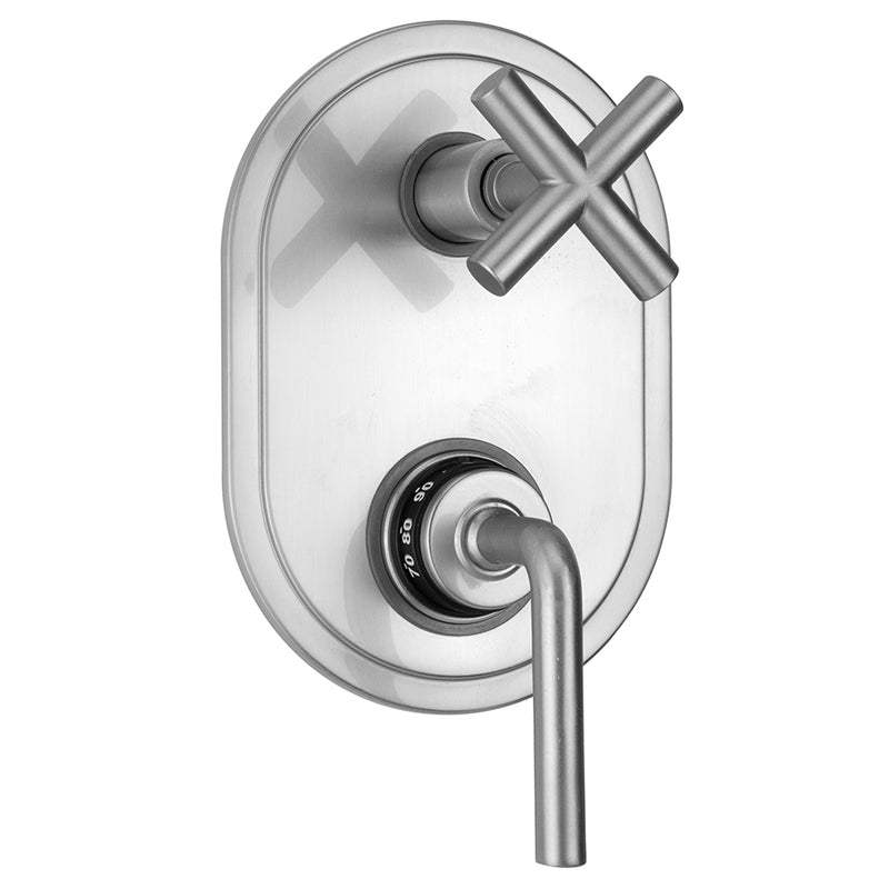 Jaclo T8358-TRIM Oval Plate With Contempo Slim Lever Thermostatic Valve With Contempo Slim Cross Built-In 2-Way Or 3-Way Diverter/Volume Controls - Parent