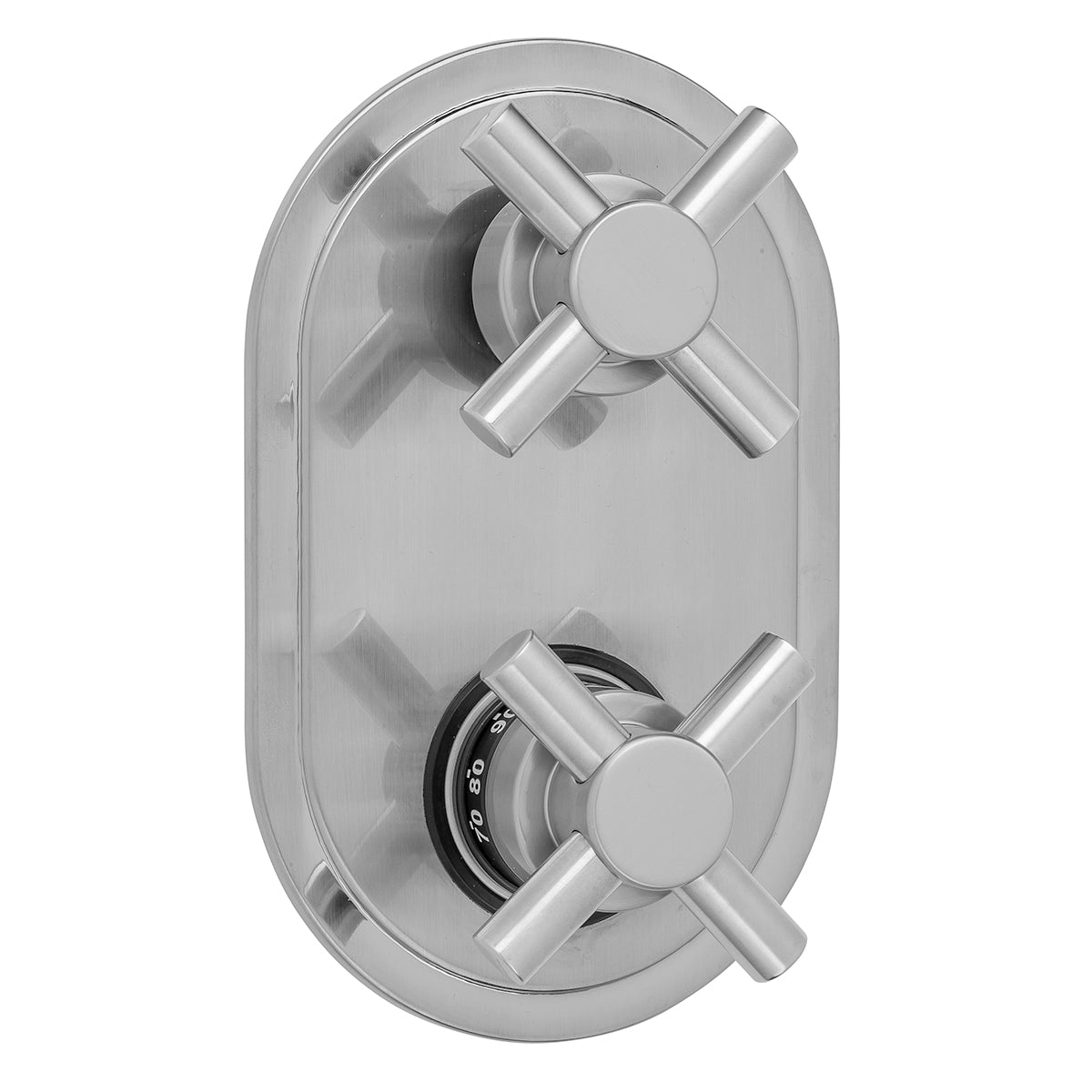 Jaclo T8532-TRIM Oval Plate With Contempo Cross Thermostatic Valve With Contempo Cross Built-In 2-Way Or 3-Way Diverter/Volume Controls - Parent