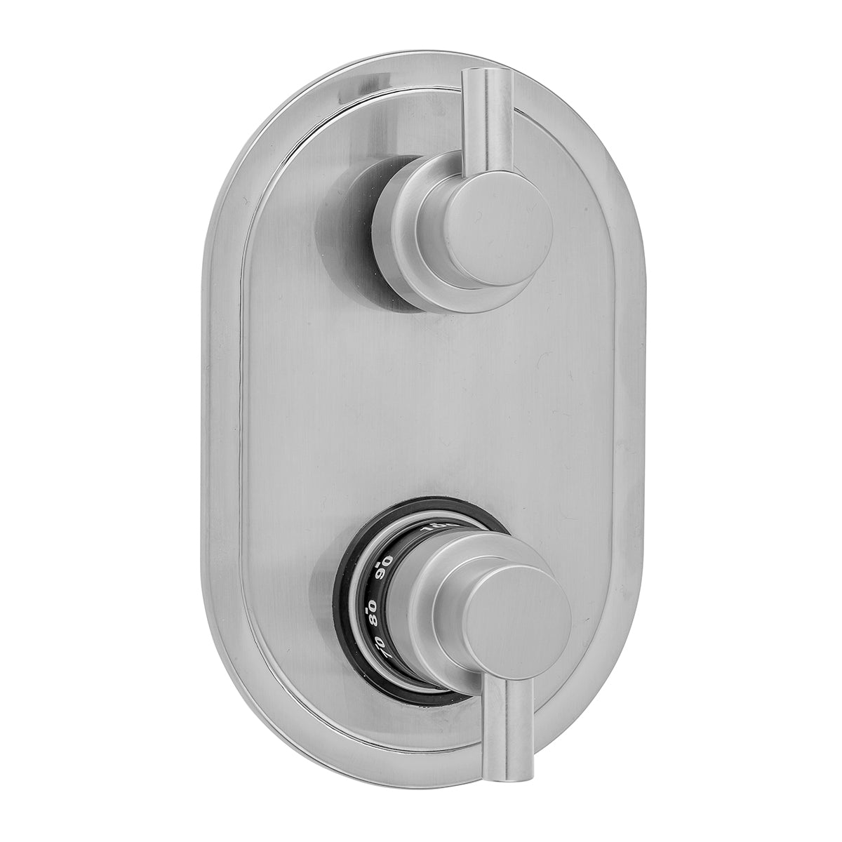 Jaclo T8534-TRIM Oval Plate With Contempo Short Peg Lever Thermostatic Valve With Short Peg Lever Built-In 2-Way Or 3-Way Diverter/Volume Controls - Parent