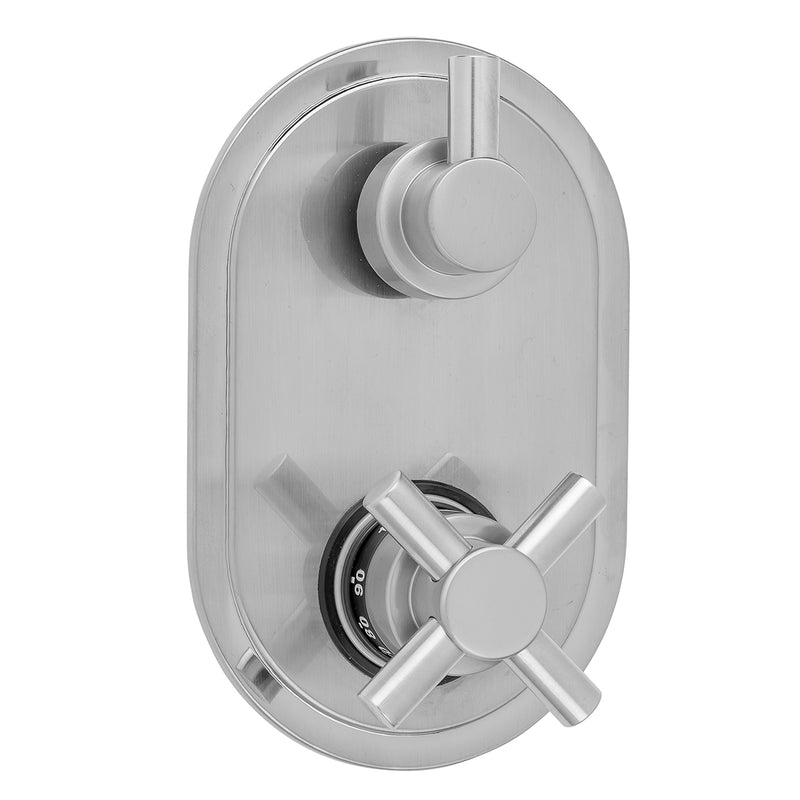 Jaclo T8535-TRIM Oval Plate With Contempo Cross Thermostatic Valve With Short Peg Lever Built-In 2-Way Or 3-Way Diverter/Volume Controls - Parent
