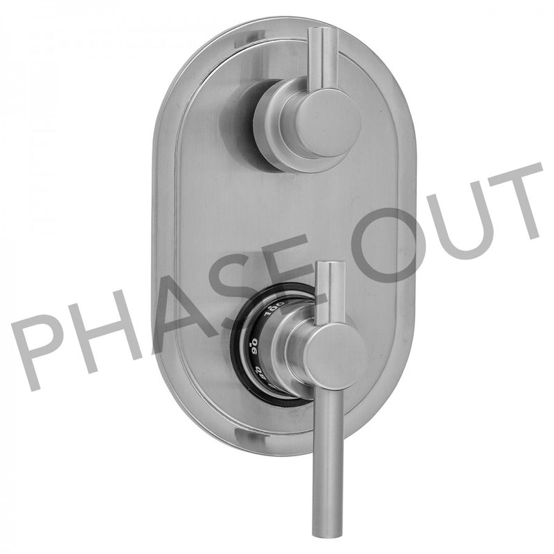 Jaclo T8536-TRIM Oval Plate With Contempo Peg Lever Thermostatic Valve With Short Peg Lever Built-In 2-Way Or 3-Way Diverter/Volume Controls - Parent