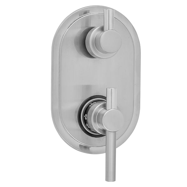 Jaclo T8536-TRIM Oval Plate With Contempo Peg Lever Thermostatic Valve With Short Peg Lever Built-In 2-Way Or 3-Way Diverter/Volume Controls