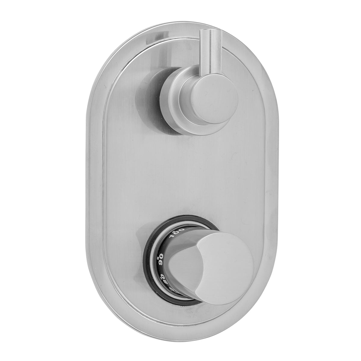 Jaclo T8539-TRIM Oval Plate With Thumb Thermostatic Valve With Short Peg Built-In 2-Way Or 3-Way Diverter/Volume Controls - Parent