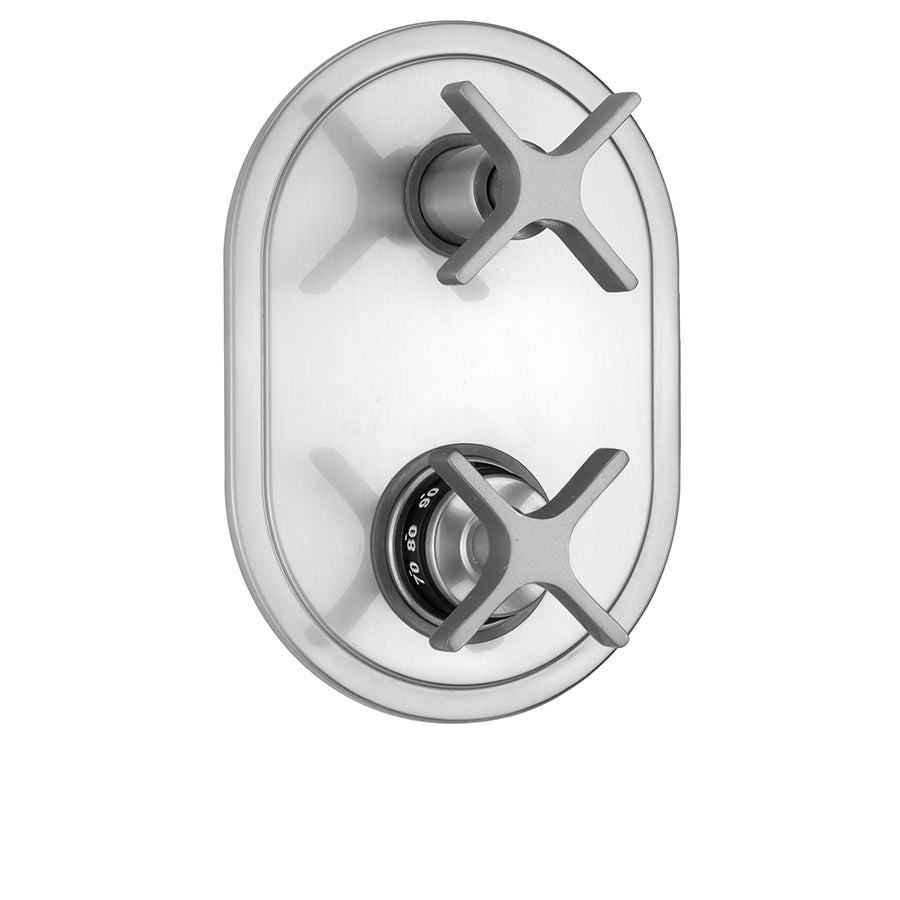 Jaclo T8560-TRIM Oval Plate With Lila Cross Thermostatic Valve With Lila Cross Built-In 2-Way Or 3-Way Diverter/Volume Controls - Parent
