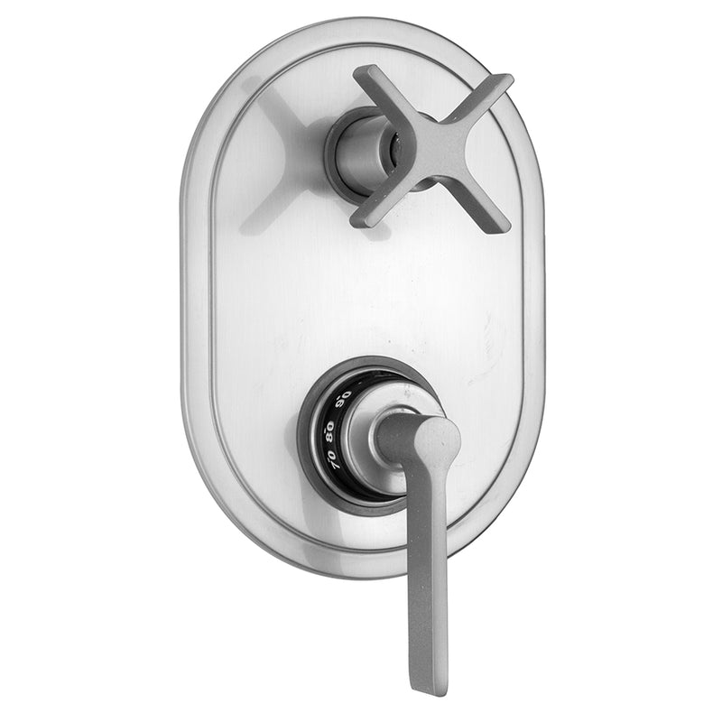 Jaclo T8561-TRIM Oval Plate With Lila Lever Thermostatic Valve With Lila Cross Built-In 2-Way Or 3-Way Diverter/Volume Controls - Parent