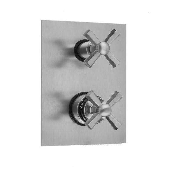 Jaclo T8585-TRIM Rectangle Plate With Hex Cross Thermostatic Valve With Hex Cross Built-In 2-Way Or 3-Way Diverter/Volume Controls
