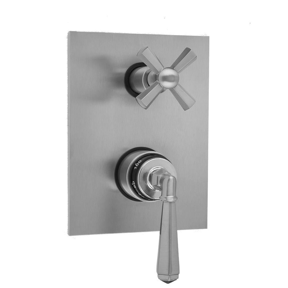 Jaclo T8586-TRIM Rectangle Plate With Hex Lever Thermostatic Valve With Hex Cross Built-In 2-Way Or 3-Way Diverter/Volume Controls