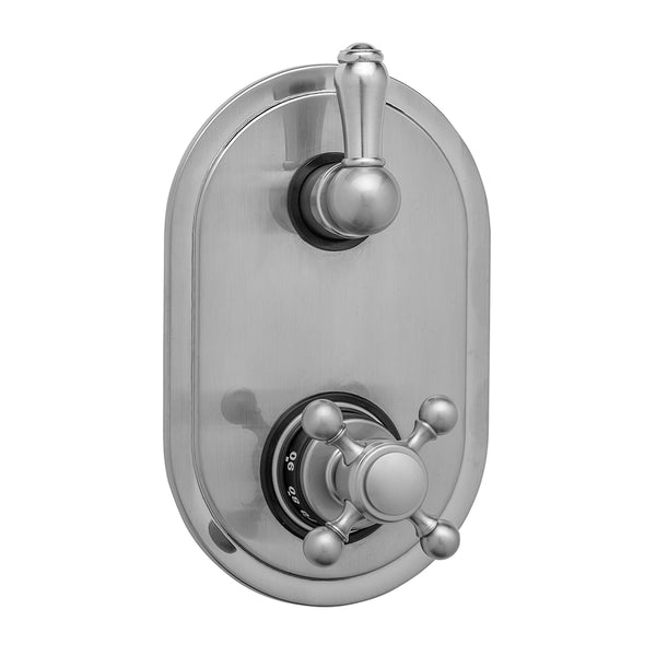 Jaclo T9534-TRIM Oval Plate With Ball Cross Thermostatic Valve With Regency Peg Lever Built-In 2-Way Or 3-Way Diverter/Volume Controls