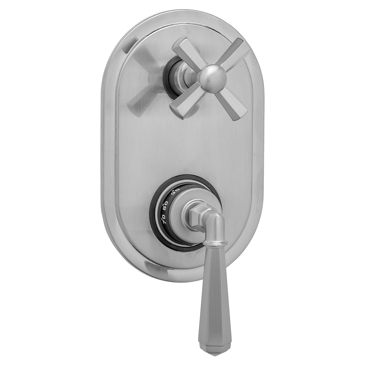 Jaclo T9586-TRIM Oval Plate With Hex Lever Thermostatic Valve With Hex Cross Built-In 2-Way Or 3-Way Diverter/Volume Controls - Parent