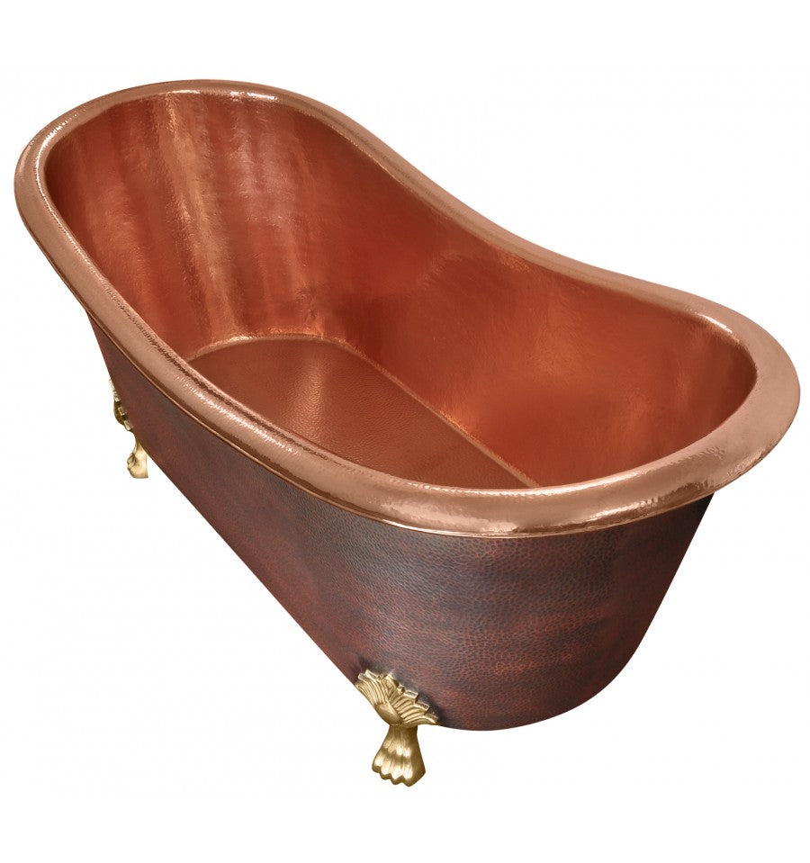 Thompson Traders TBT-7030-CL Hibernia Oval 70" Copper Freestanding Medium Antique Exterior & Rose Gold Interior