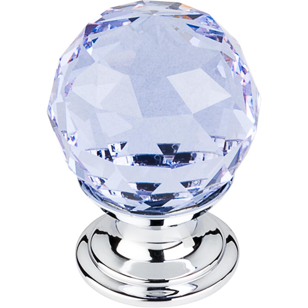 Top Knobs TK113 Light Blue Crystal Knob 1 1/8" w/ Polished Chrome Base
